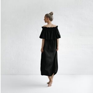 Seaside Tones 100.% linen black dress size small-xxl